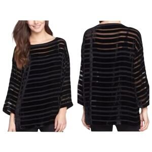 Eileen Fisher Velvet Burnout Stripe Longline Tunic